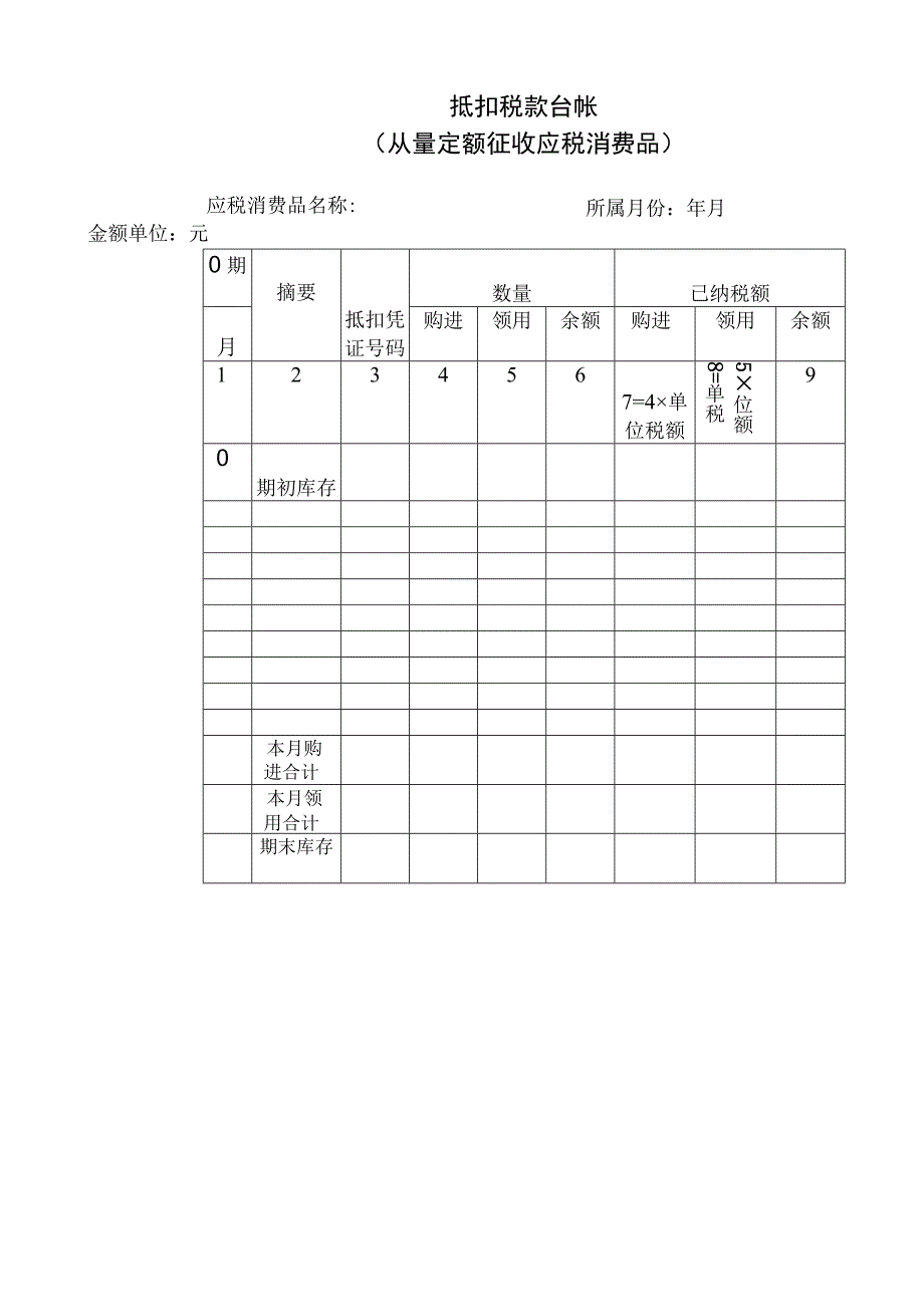 抵扣税款台帐从量定额征收应税消费品.docx_第1页