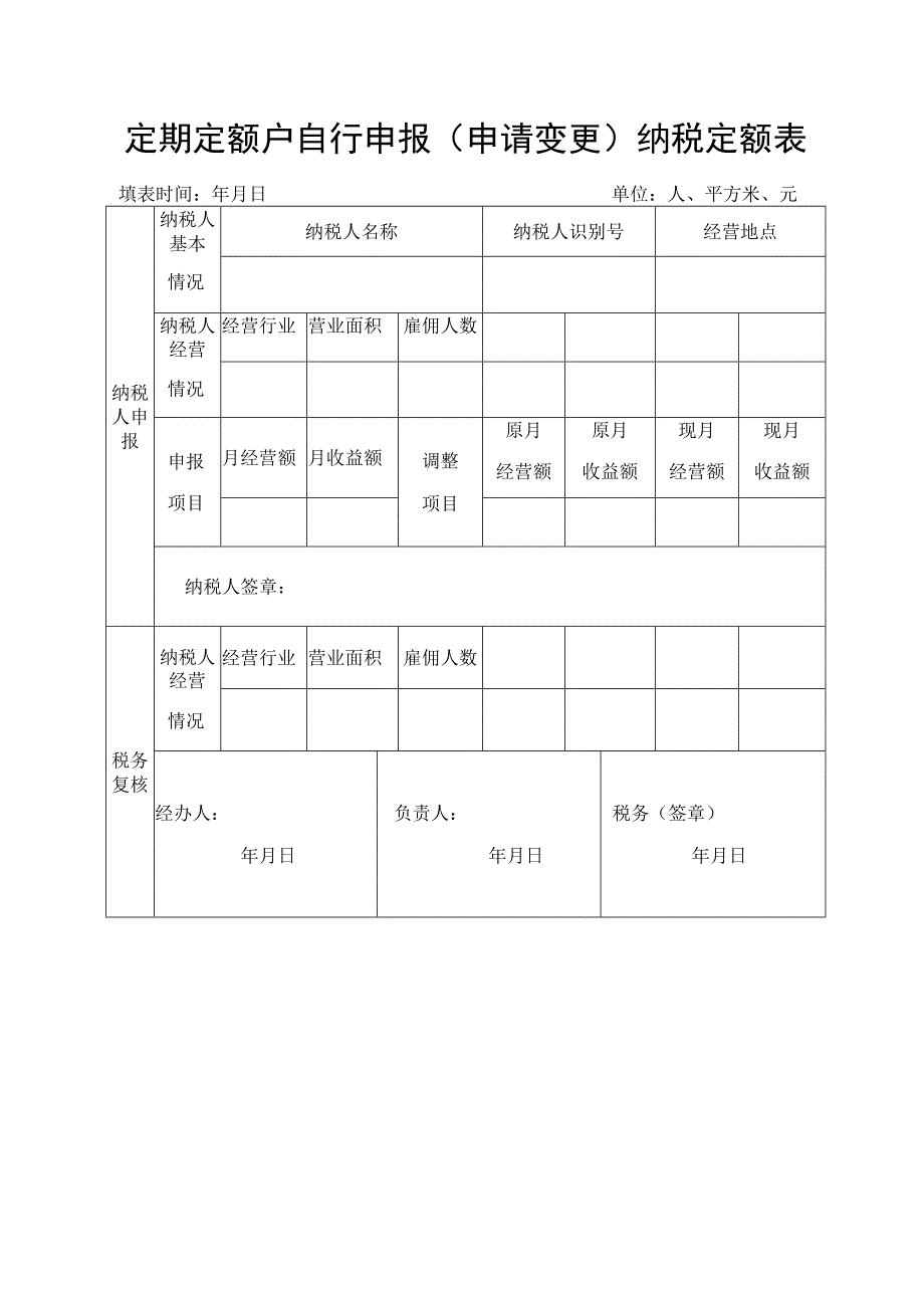 定期定额户自行申报申请变更纳税定额表.docx_第1页