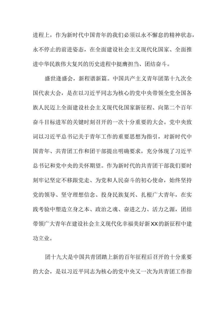 大学生学习贯彻共青团第十九次全国代表大会精神个人心得体会.docx_第2页