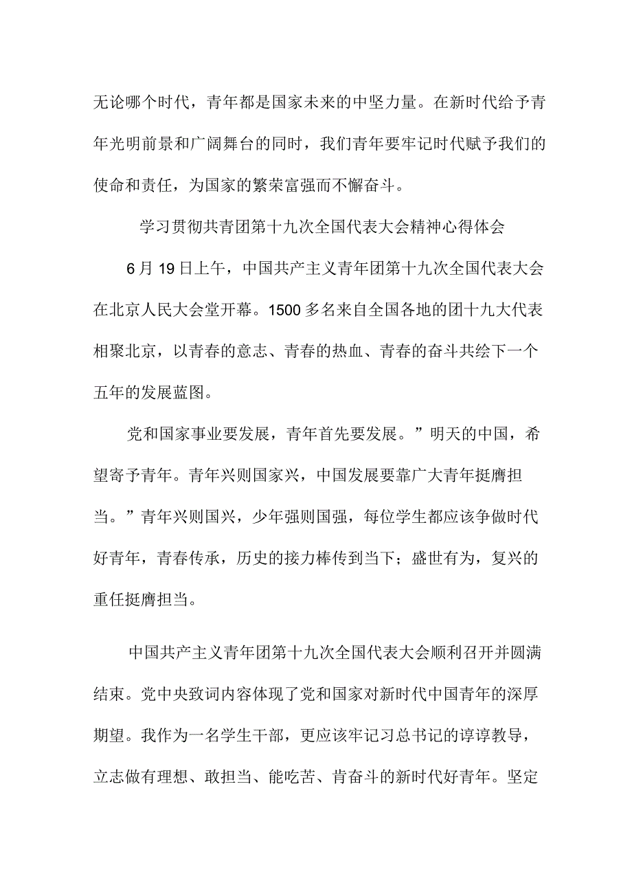 幼儿园教师学习贯彻共青团第十九次全国代表大会精神个人心得体会 9份_39.docx_第3页