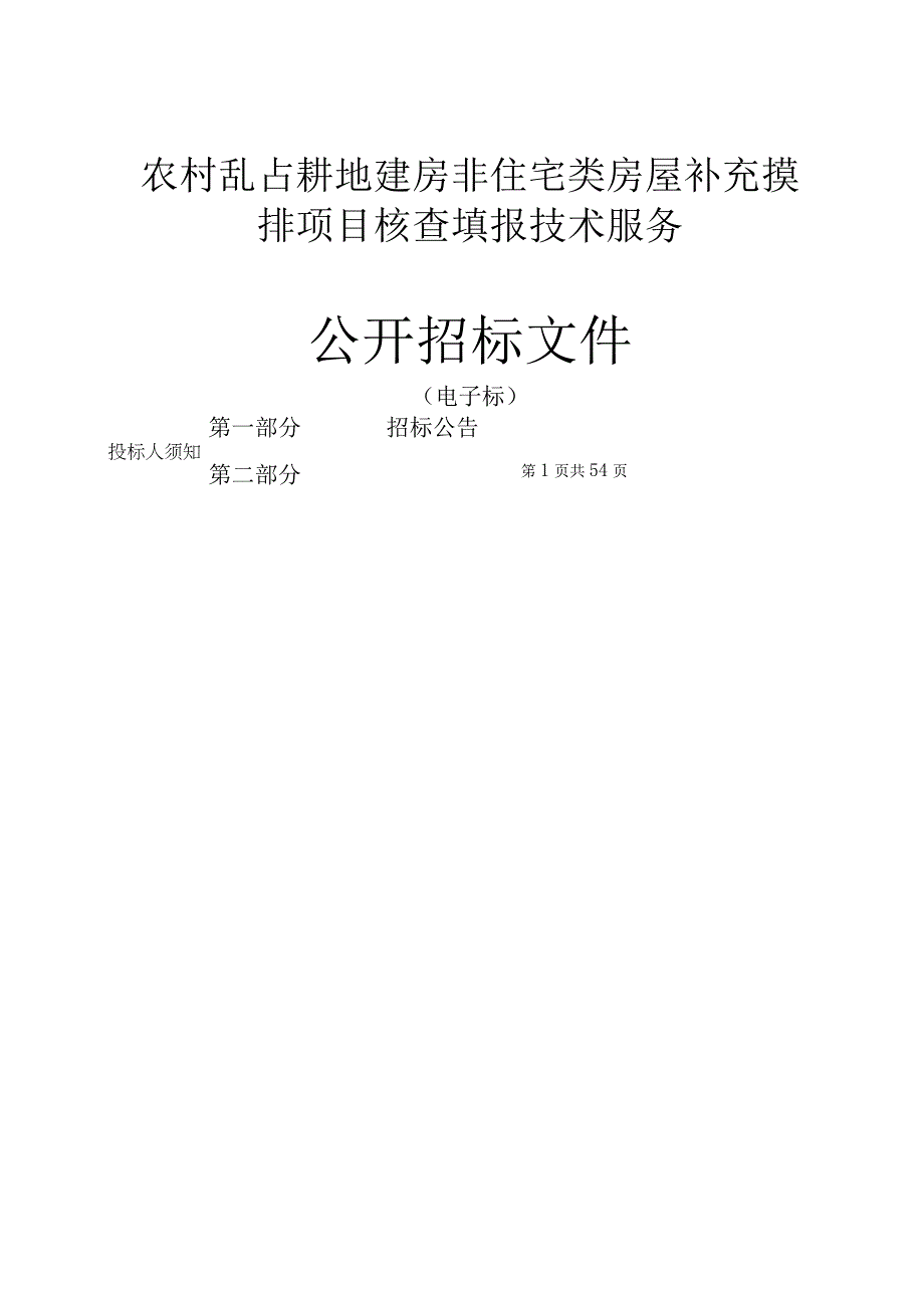 农村乱占耕地建房非住宅类房屋补充摸排项目核查填报技术服务招标文件.docx_第1页