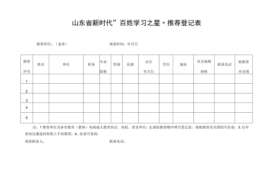 山东省新时代终身学习品牌项目推荐登记表.docx_第1页