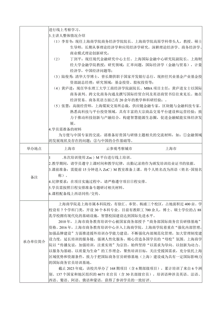 西语国家金融合作研修班项目简介表.docx_第2页