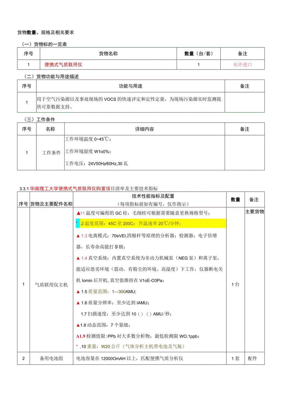 货物数量规格及相关要求.docx_第1页