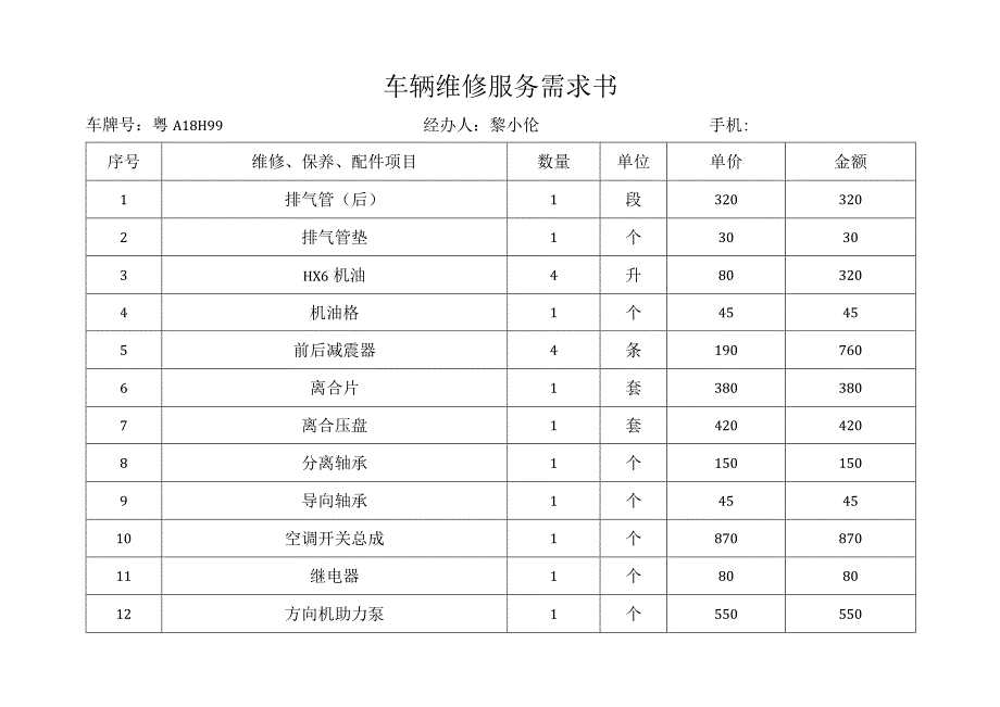 车辆维修服务需求书.docx_第1页