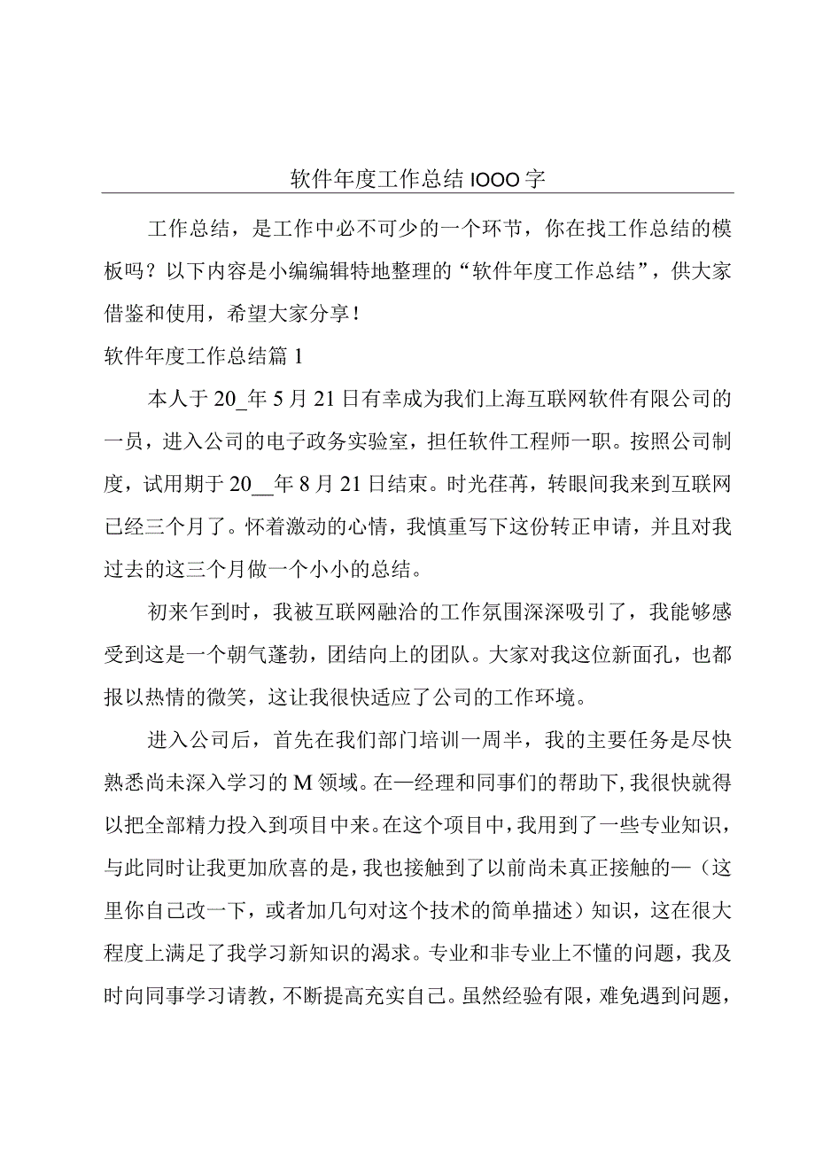 软件年度工作总结1000字.docx_第1页