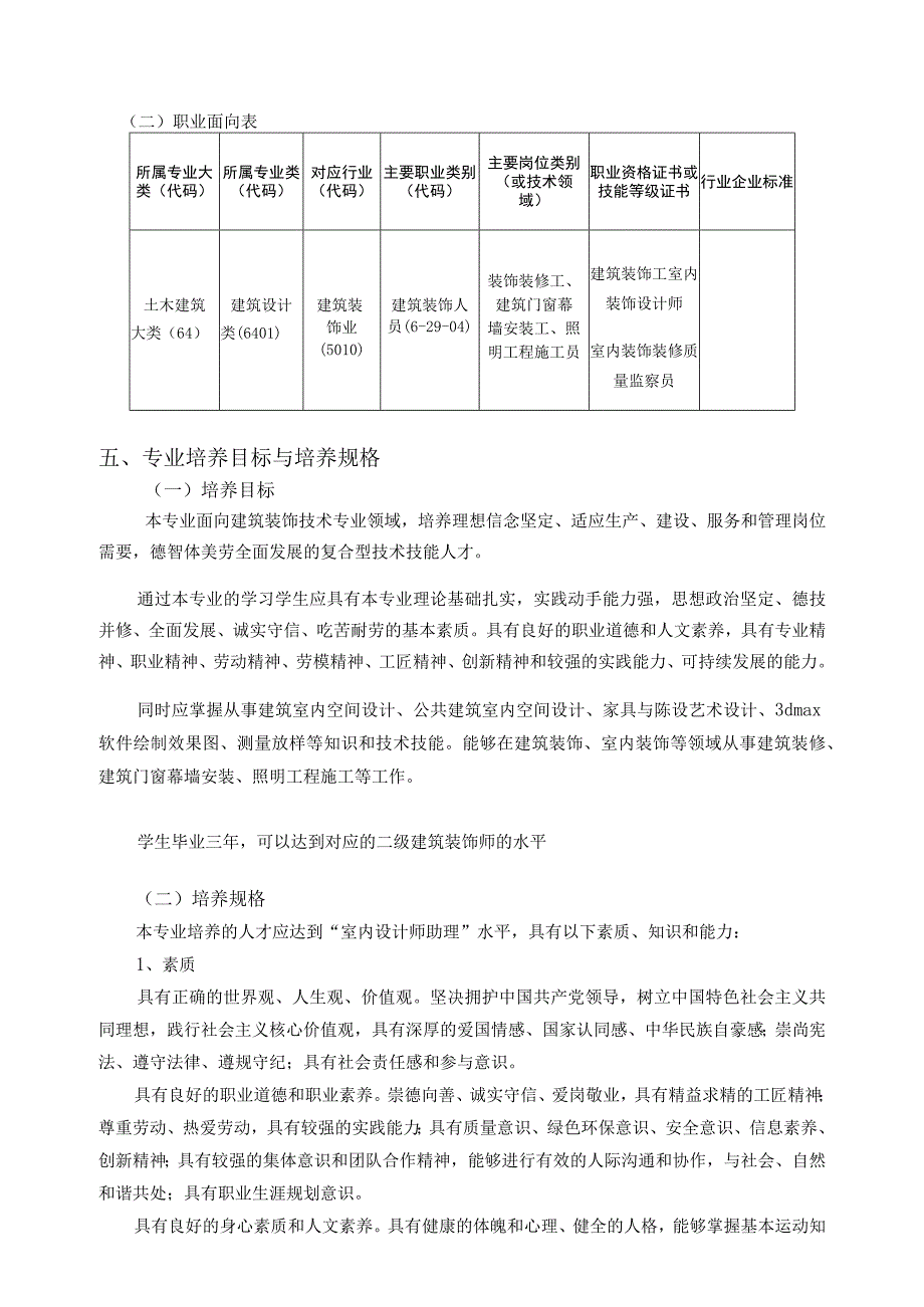 贵阳市经济贸易中等专业学校建筑装饰技术专业人才培养方案.docx_第3页