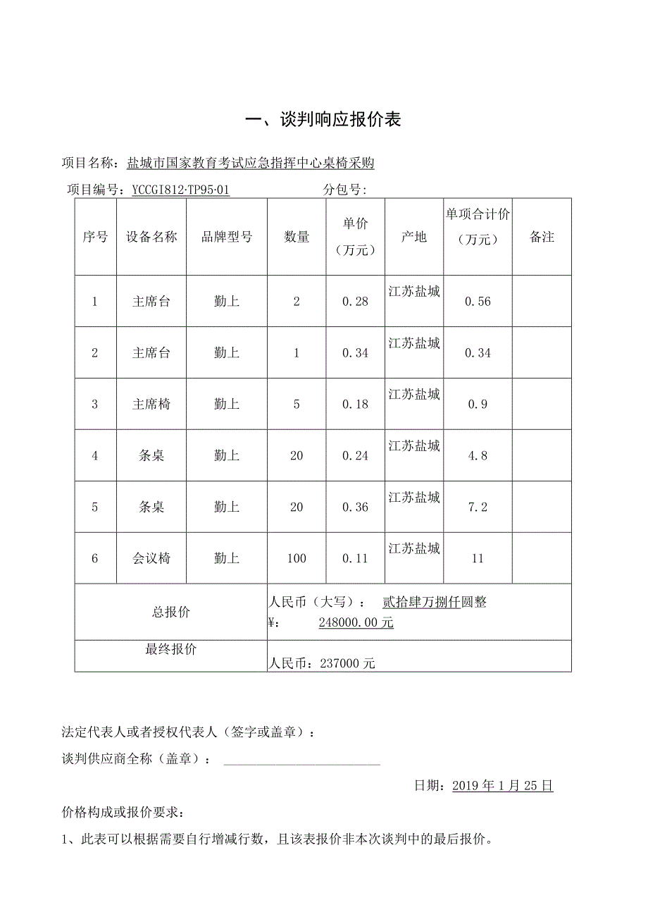 谈判响应报价表.docx_第1页