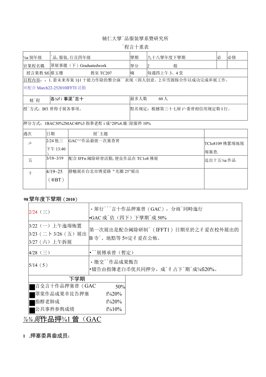 輔仁大學織品服裝學系暨研究所課程計畫表.docx_第1页