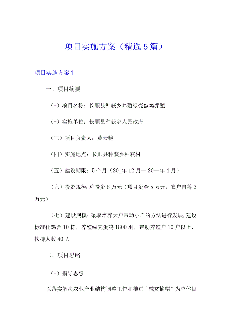 项目实施方案精选5篇.docx_第1页