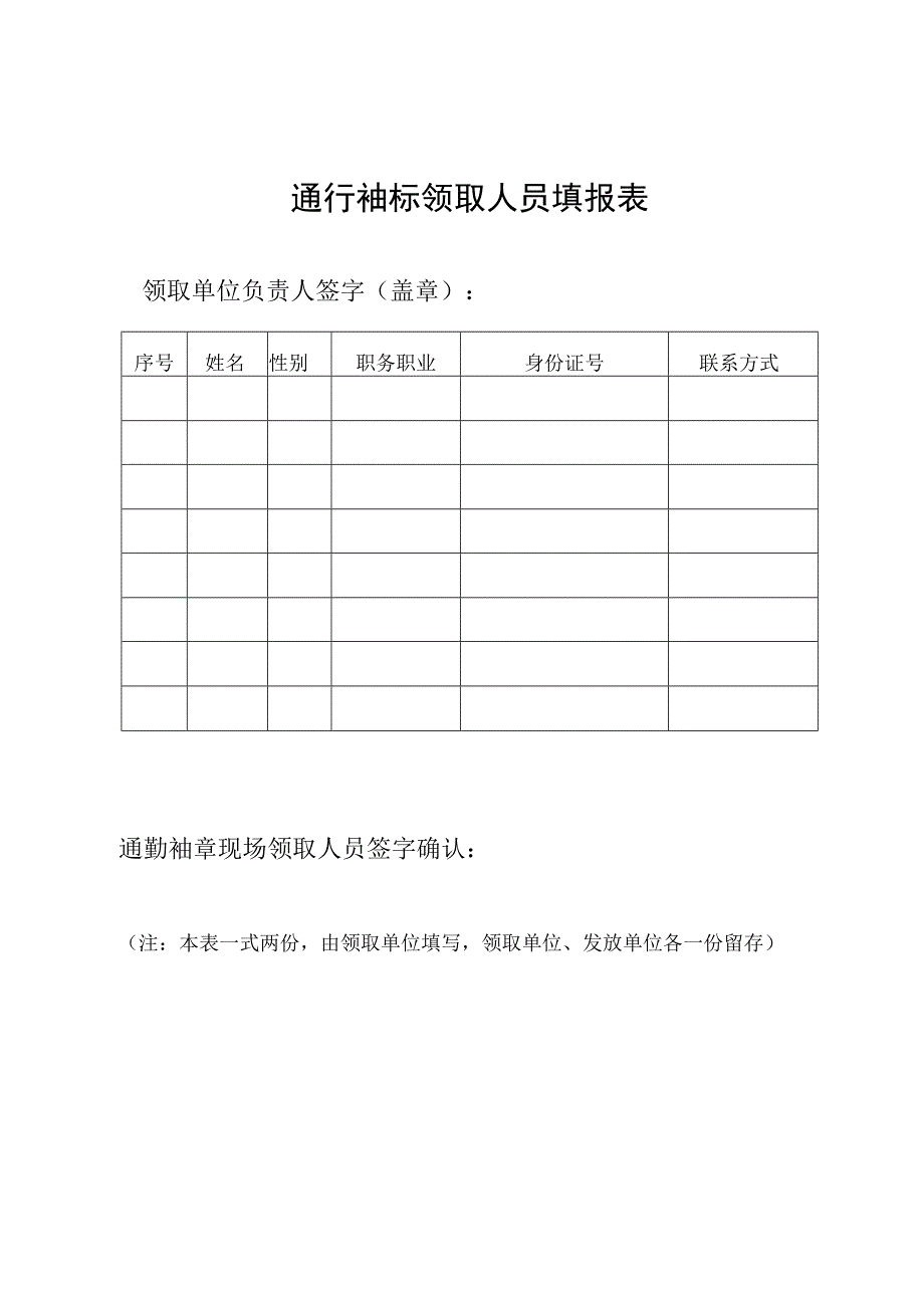 通行袖标领取人员填报表.docx_第1页