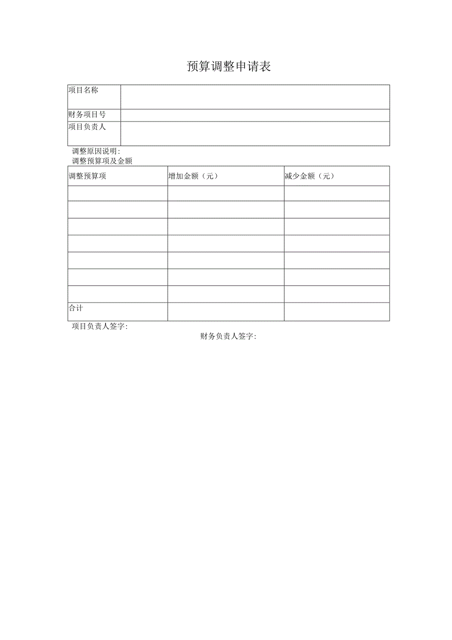 预算调整申请表.docx_第1页