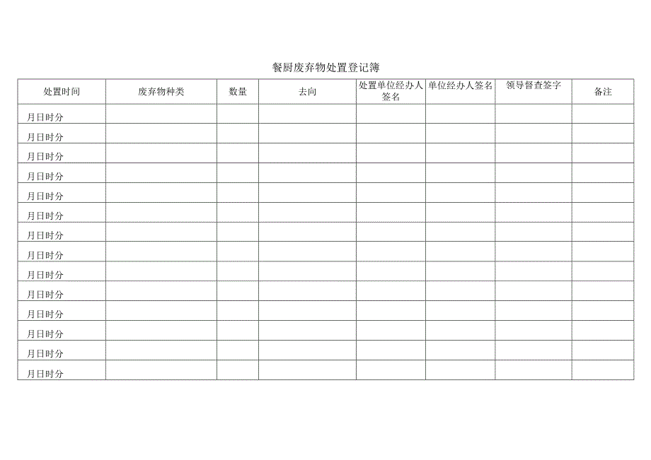 餐厨废弃物处置登记簿.docx_第1页