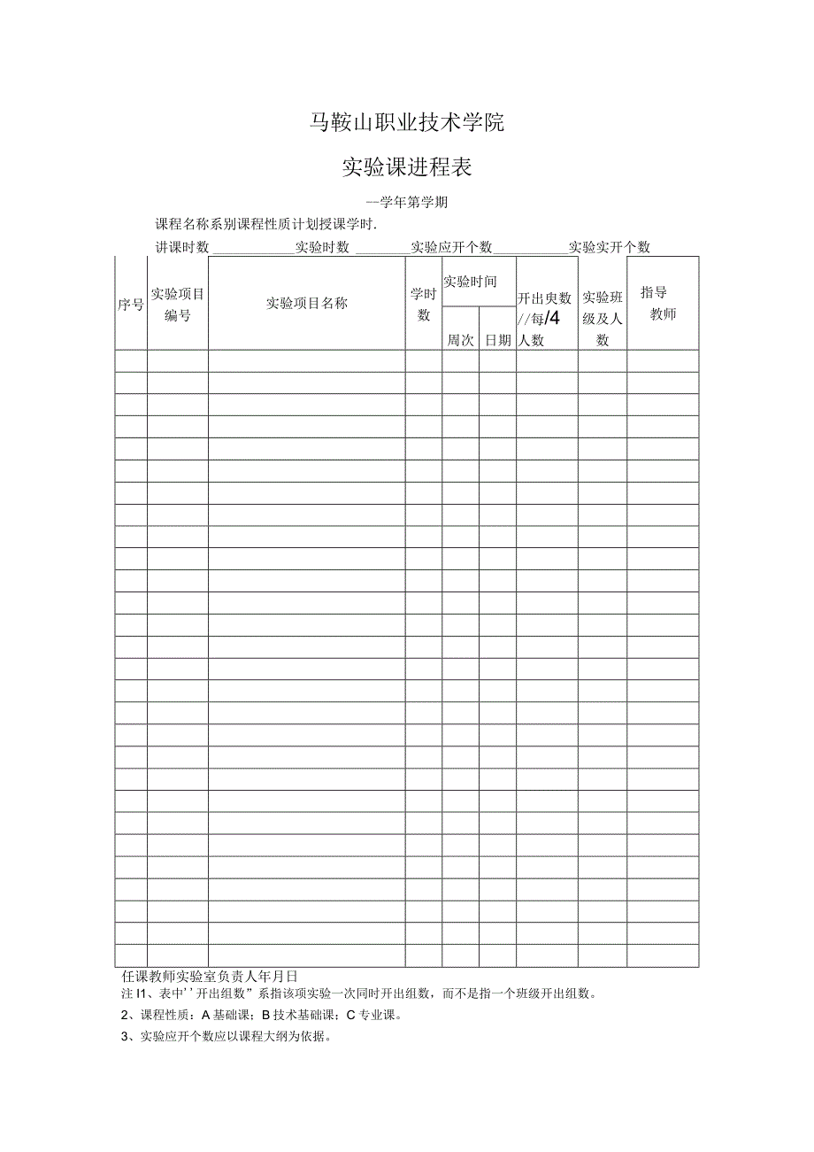 马鞍山职业技术学院实验课进程表.docx_第1页