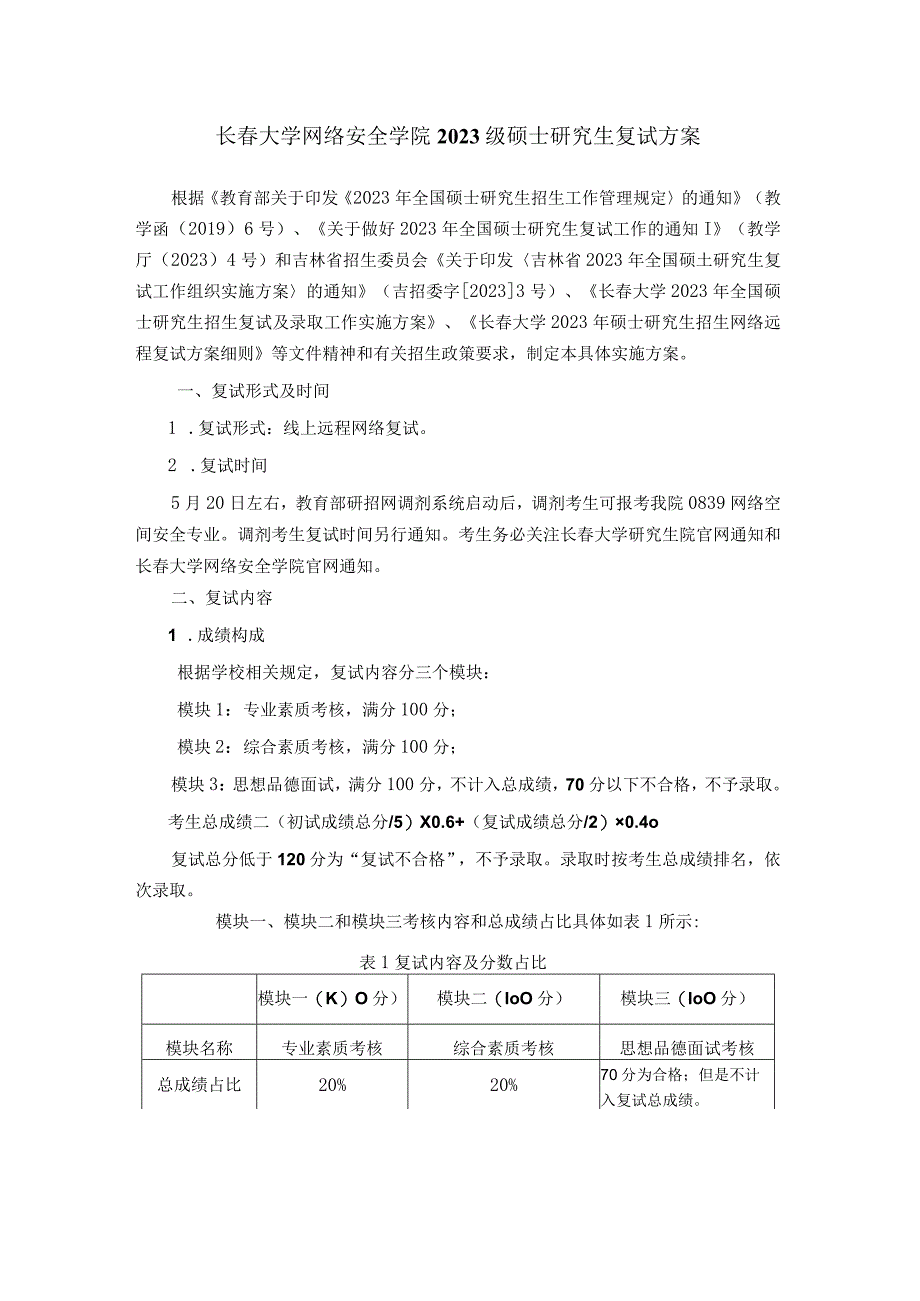 长春大学网络安全学院2023级硕士研究生复试方案.docx_第1页