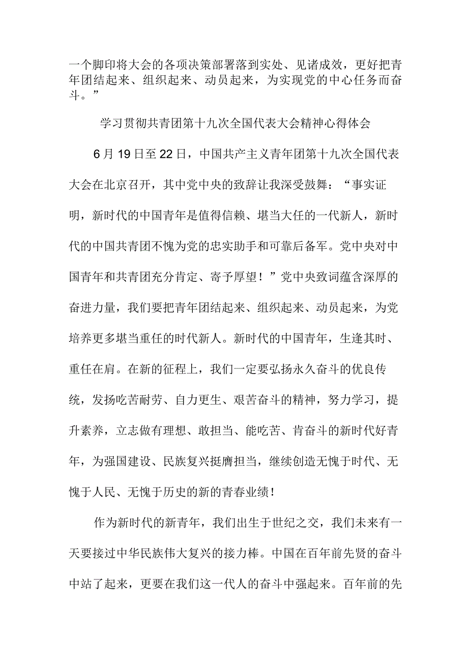 青年干部学习贯彻共青团第十九次全国代表大会精神个人心得体会 汇编5份_001.docx_第3页