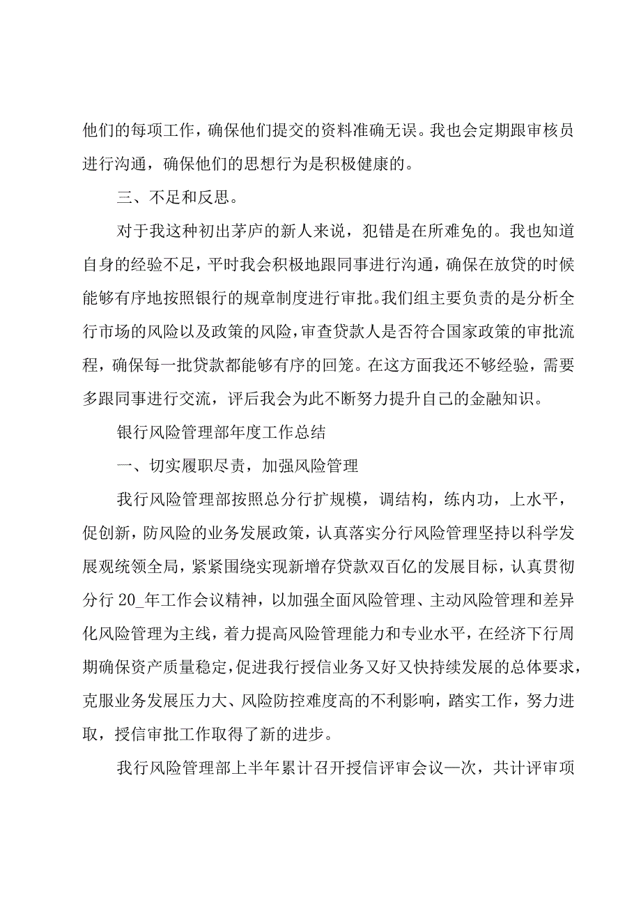 银行风险管理部年度工作总结.docx_第2页