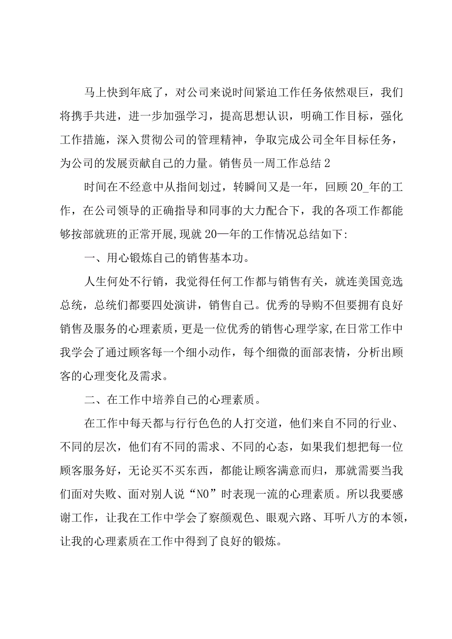 销售员一周工作总结7篇.docx_第2页