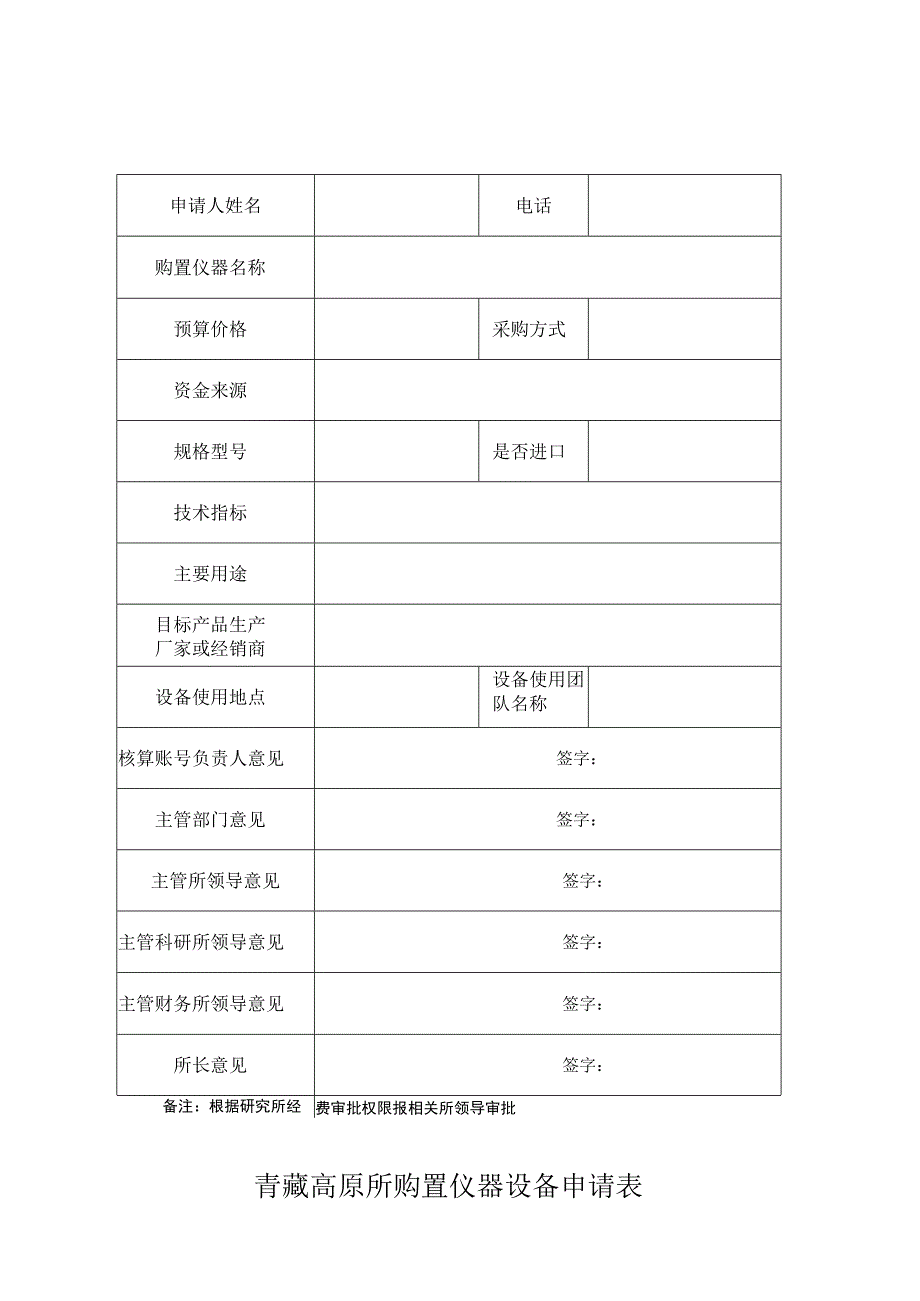 青藏高原所购置仪器设备申请表.docx_第1页