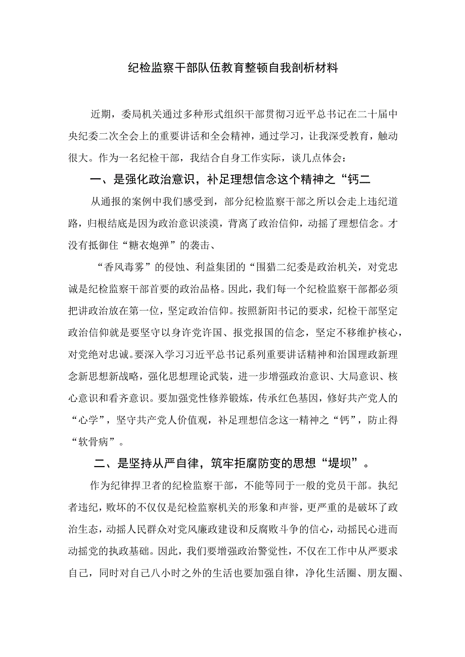 2023年纪检监察干部队伍教育整顿研讨发言材料精选10篇合集.docx_第3页