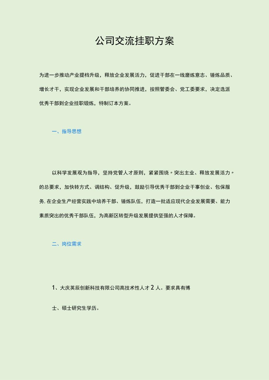 公司交流挂职方案.docx_第1页