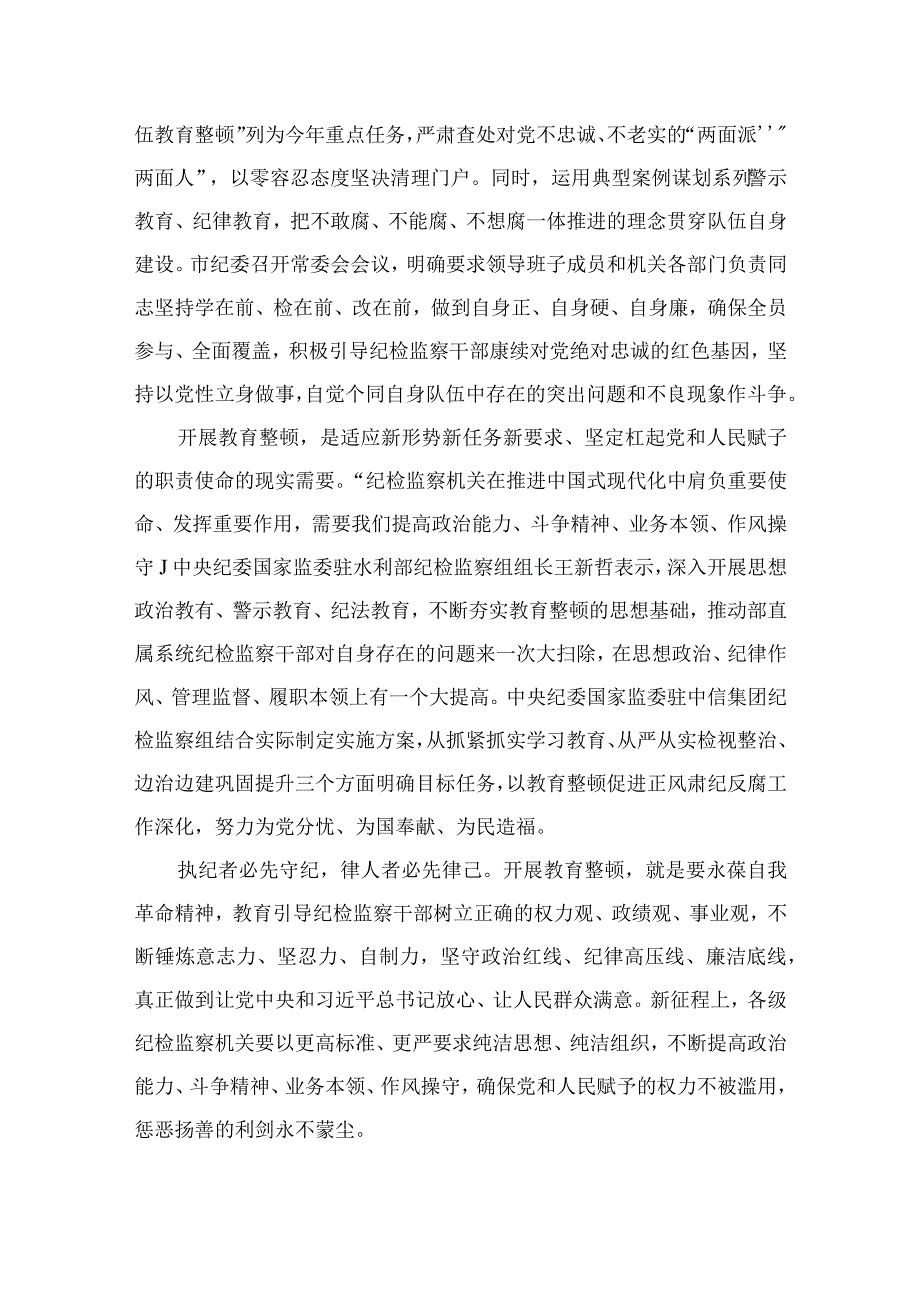 2023年纪检监察干部队伍教育整顿心得体会发言稿精选通用10篇.docx_第2页