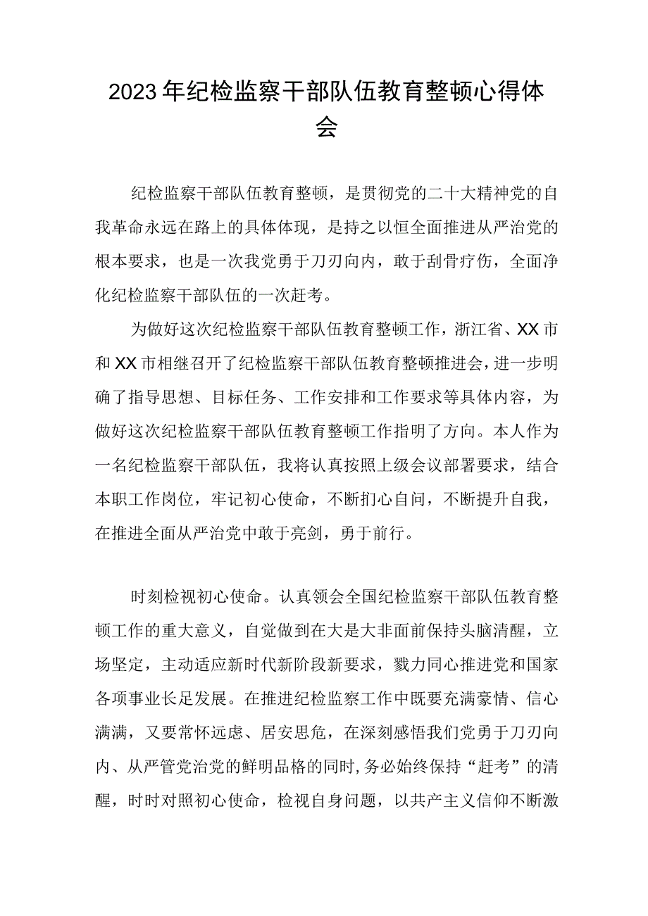 2023年纪检监察干部队伍教育整顿心得体会研讨发言材料六篇.docx_第3页