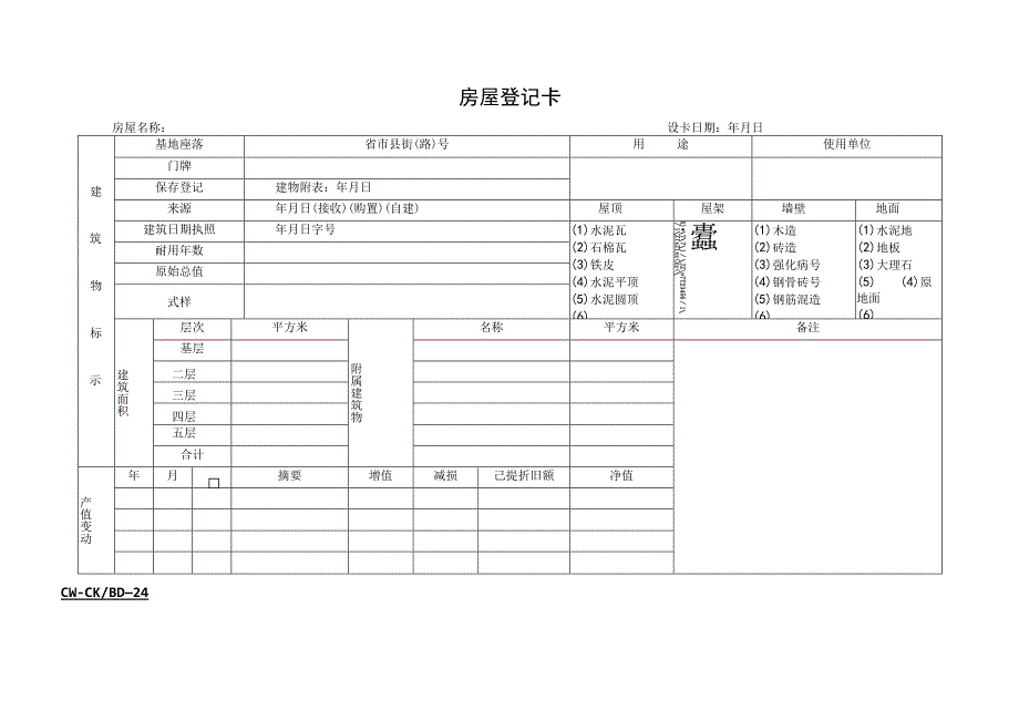 2023年房屋登记卡样本模板.docx_第1页