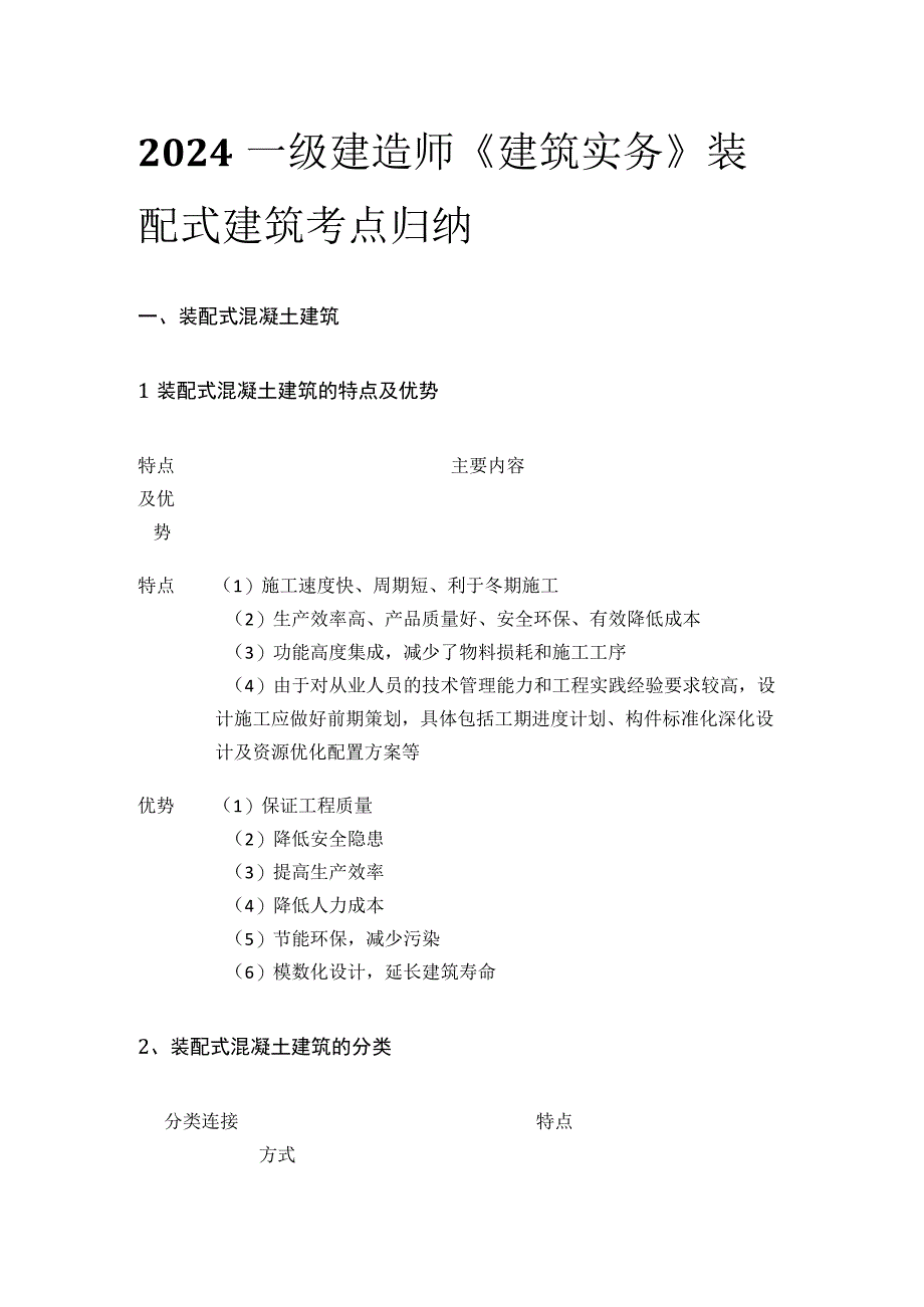 2024一级建造师《建筑实务》装配式建筑考点归纳.docx_第1页