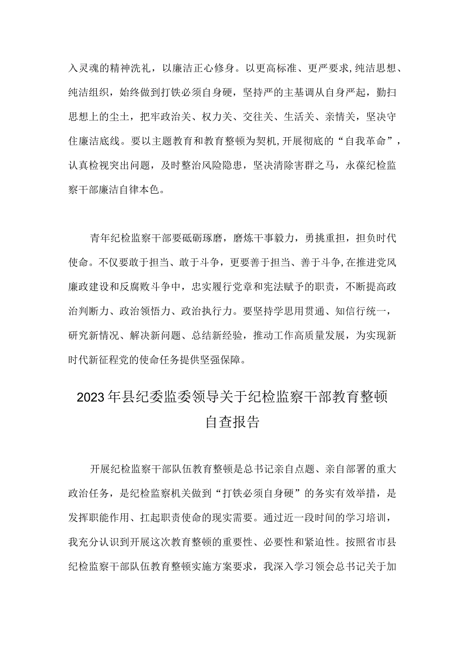 2023年纪检监察干部在纪检监察干部队伍教育整顿研讨交流会上发言提纲与县纪委监委领导关于纪检监察干部教育整顿自查报告两篇汇编.docx_第3页