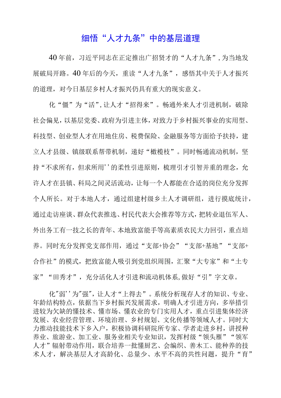 2023年研读人才九条精神个人感悟材料.docx_第1页