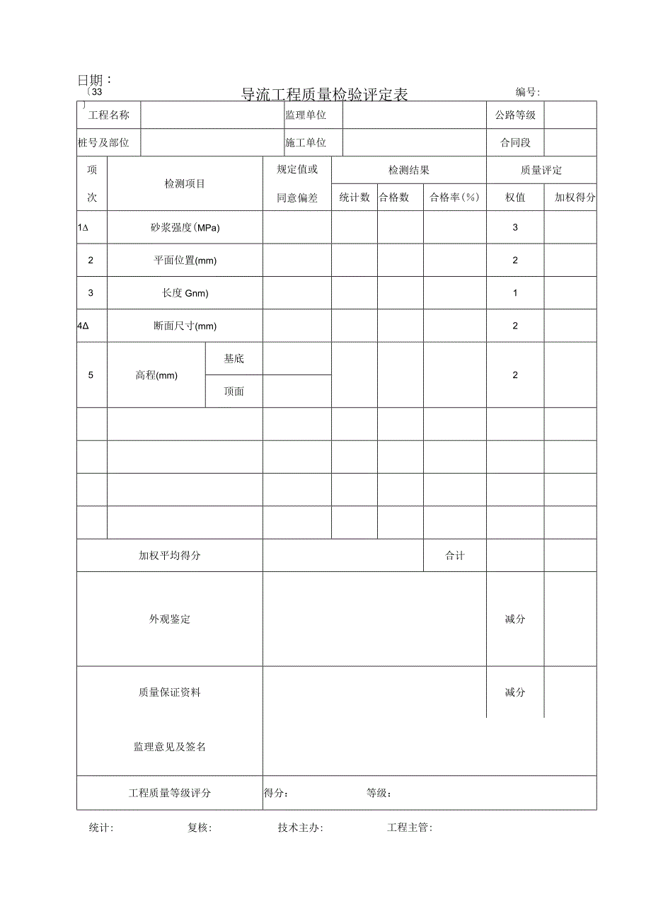 2023年导流工程质量检验评定表.docx_第1页