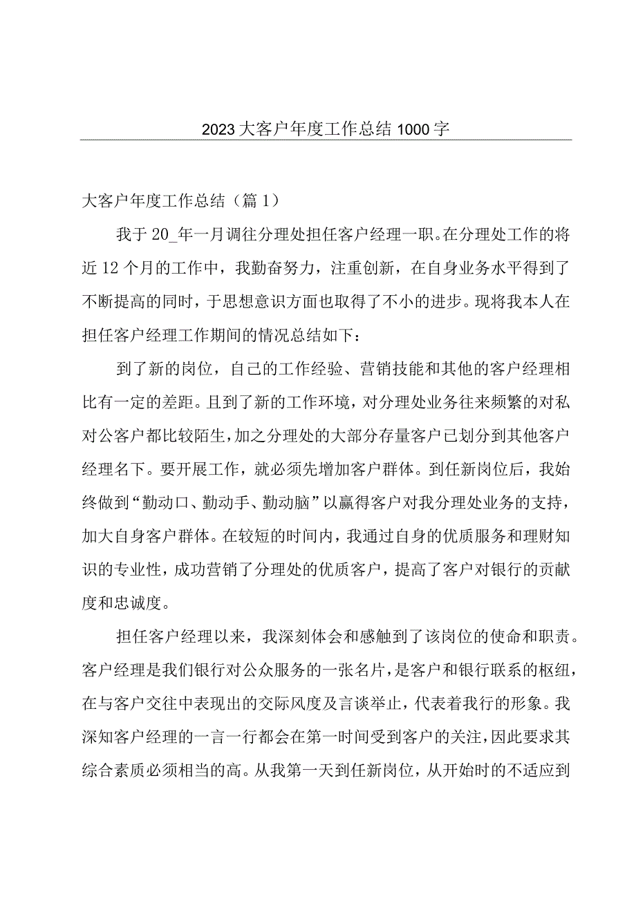 2023大客户年度工作总结1000字.docx_第1页