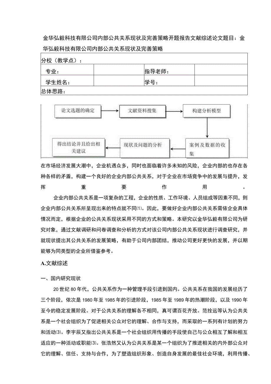 2023《金华弘毅科技有限公司内部公共关系完善策略案例分析》开题报告文献综述.docx_第1页