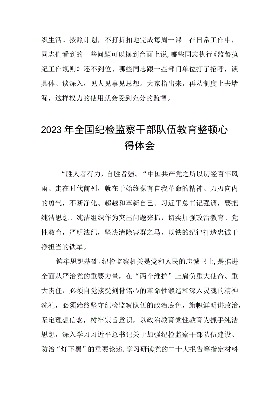 2023全国纪检监察干部队伍教育整顿的心得体会感悟材料两篇.docx_第3页