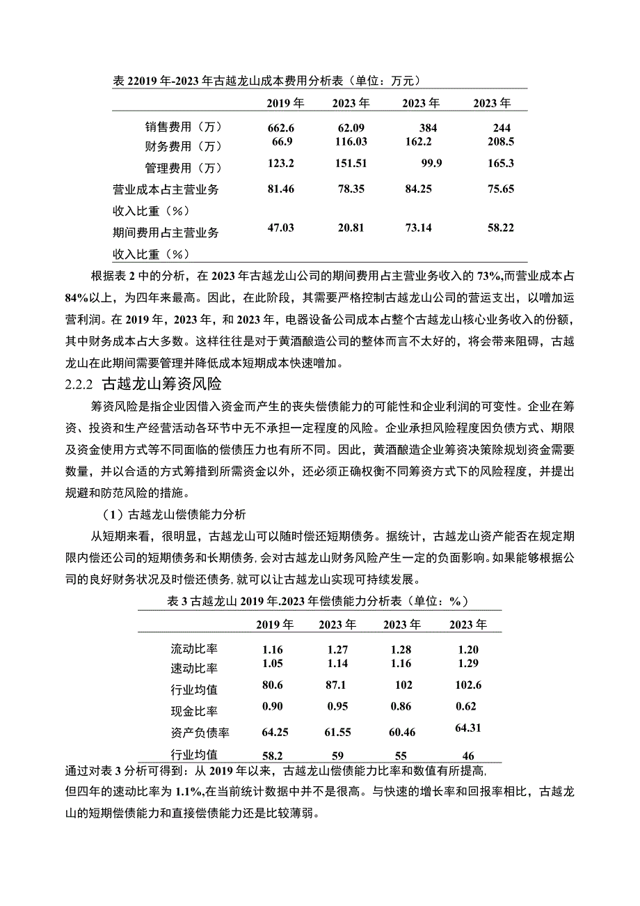 基于近4年数据的黄酒酿造企业古越龙山财务风险分析5100字.docx_第3页