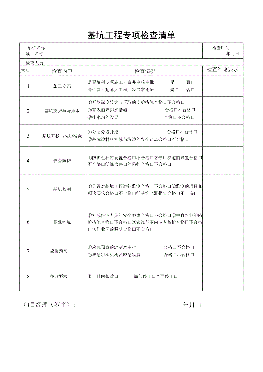 基坑工程专项检查清单.docx_第1页