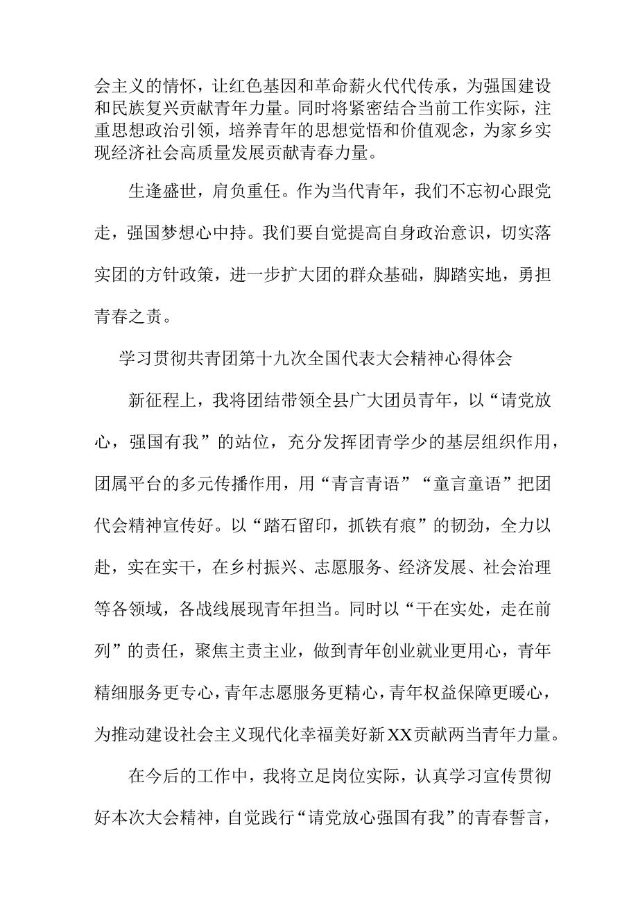 基层团干学习贯彻共青团第十九次全国代表大会精神个人心得体会 合计4份.docx_第3页