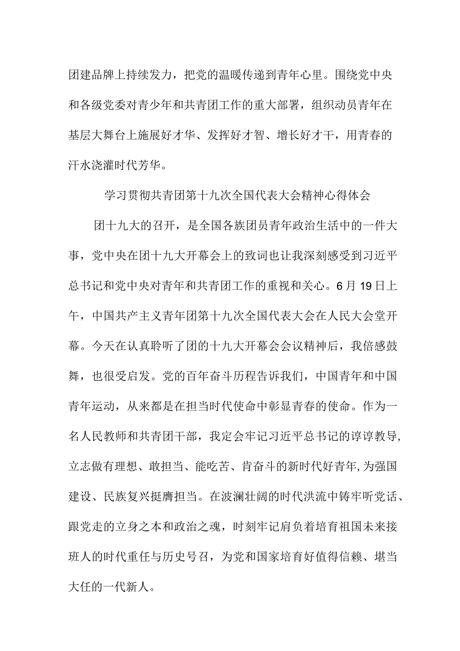 团委干部学习贯彻共青团第十九次全国代表大会精神个人心得体会.docx_第3页