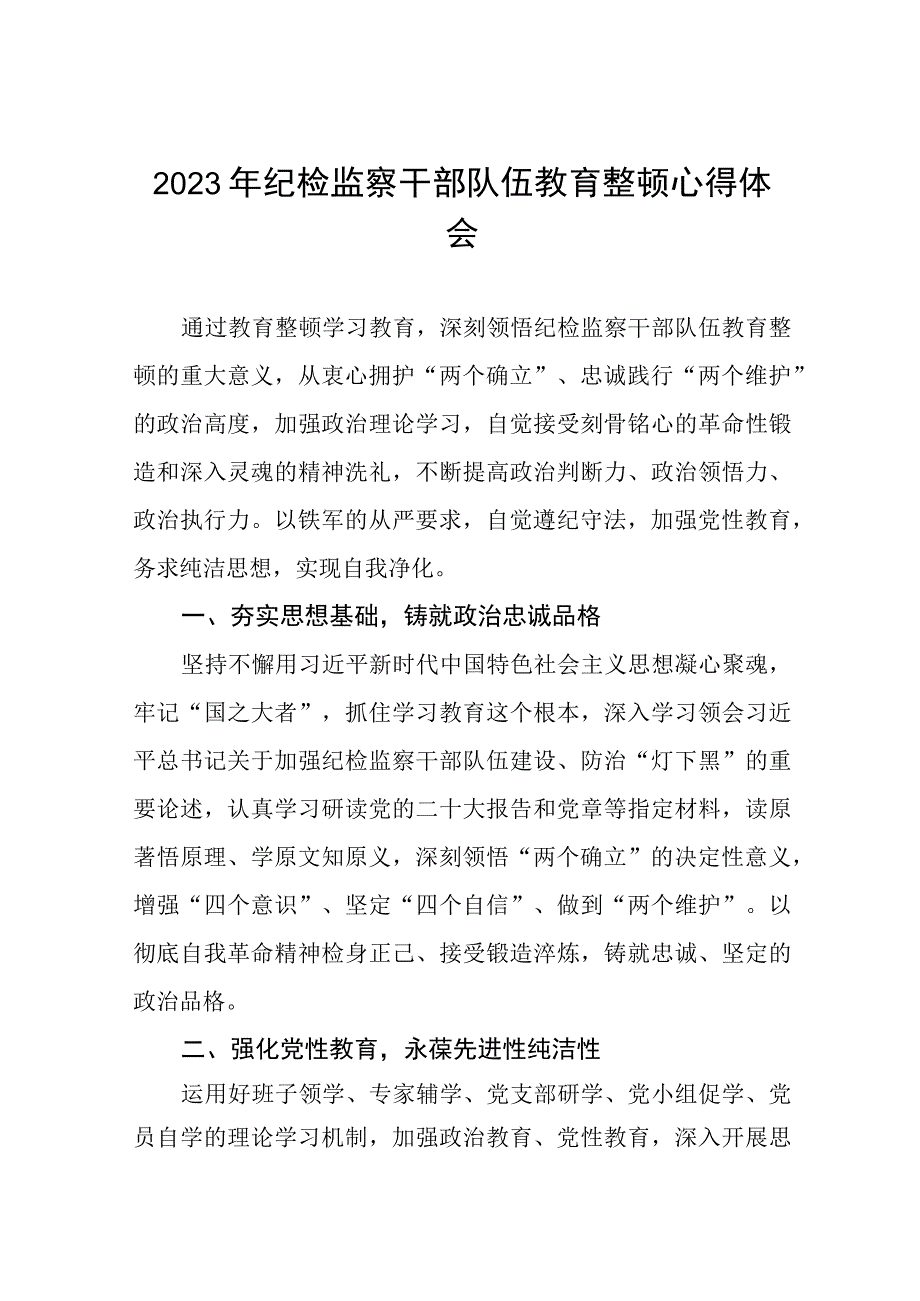 关于2023年纪检监察干部队伍教育整顿活动心得体会十四篇.docx_第1页