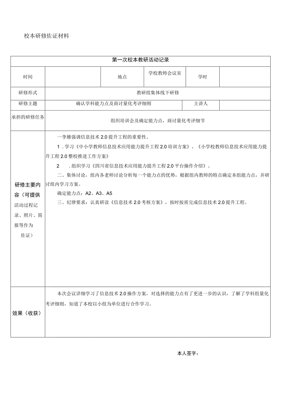 校本教研考核测评表：确认学科能力点及商讨量化考评细则.docx_第1页