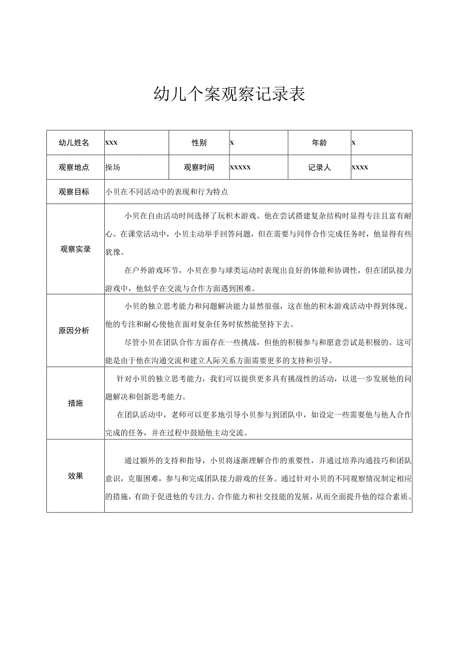 幼儿园大班幼儿个案观察记录 3.docx_第1页