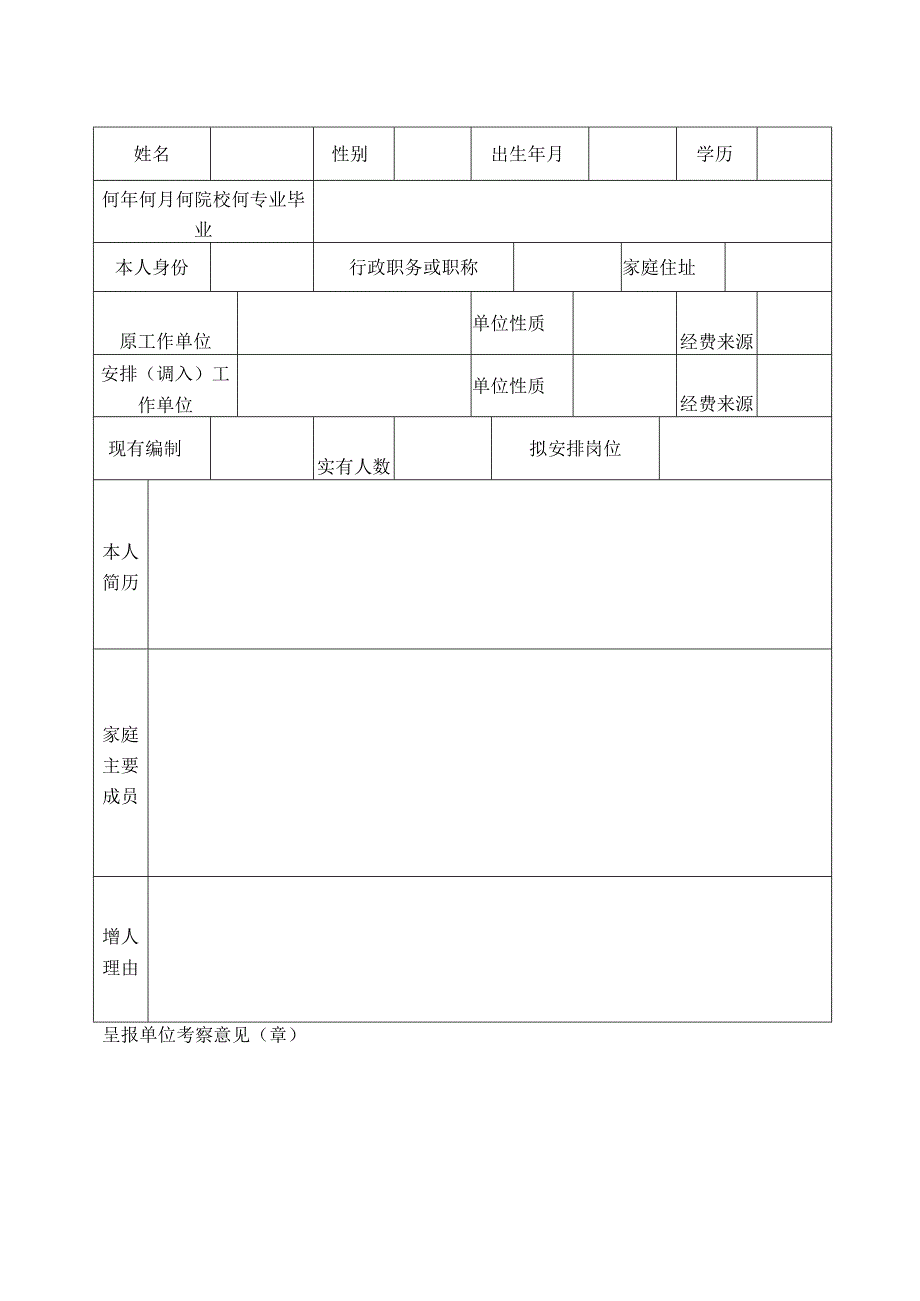 怀化市机关事业单位新增人员审批表.docx_第2页