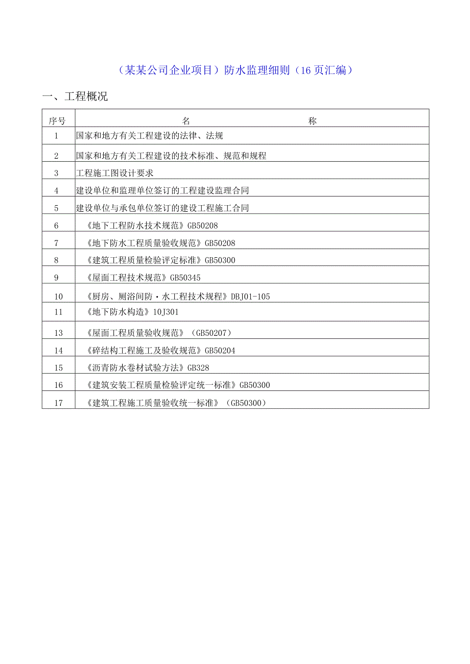 某某公司企业项目防水监理细则16页汇编.docx_第1页