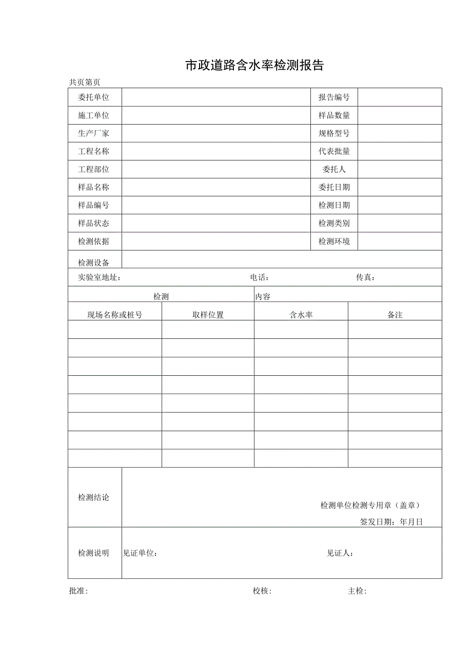 市政道路含水率检测报告及原始记录.docx_第1页