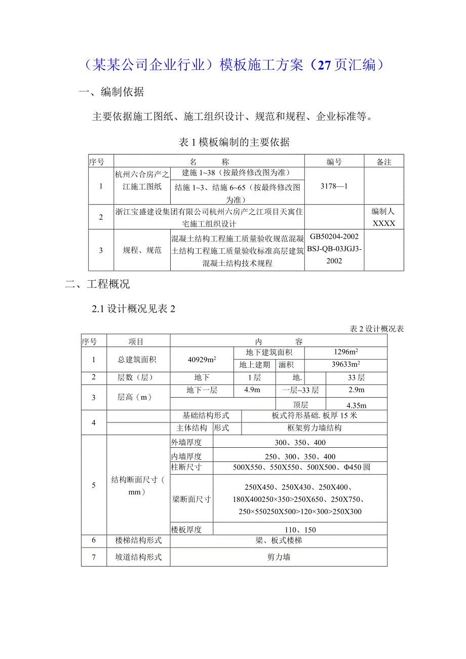 某某公司企业行业模板施工方案27页汇编.docx_第1页