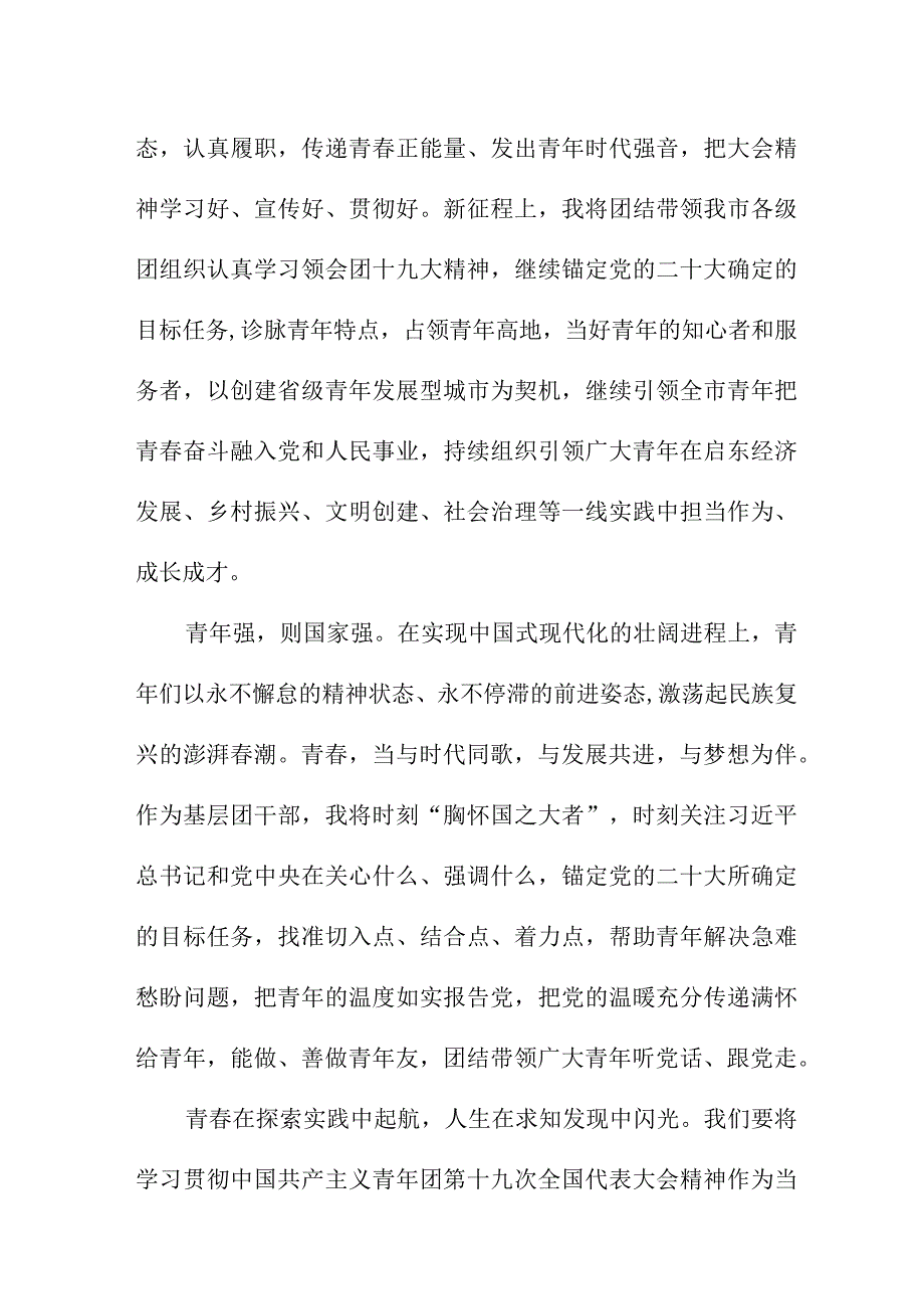 市区医院学习贯彻共青团第十九次全国代表大会精神个人心得体会 合计5份_001.docx_第2页