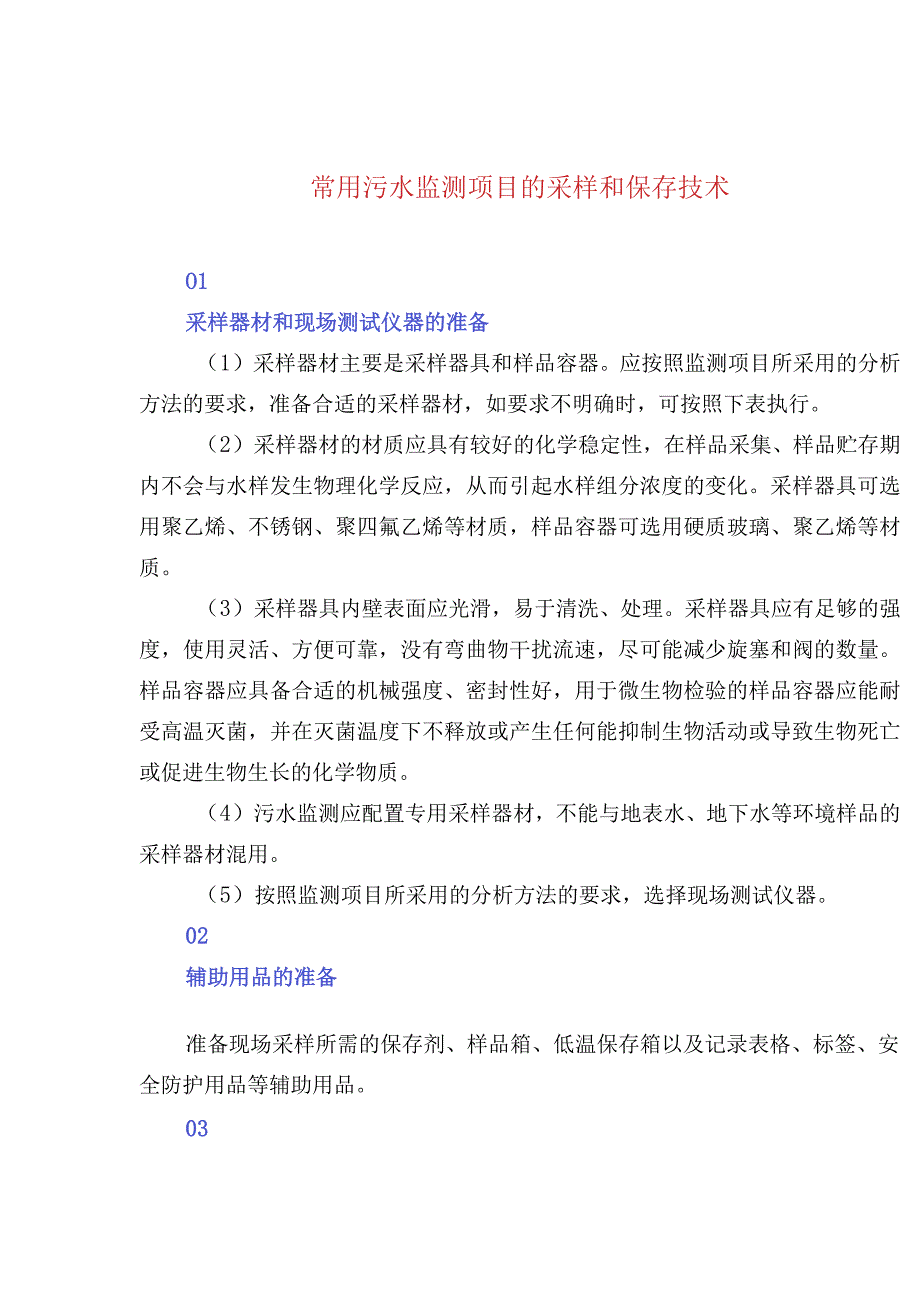 常用污水监测项目的采样和保存技术.docx_第1页