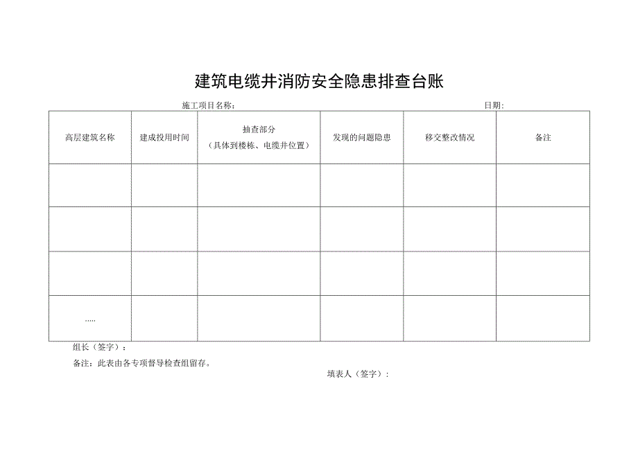 建筑电缆井消防安全隐患排查台账.docx_第1页