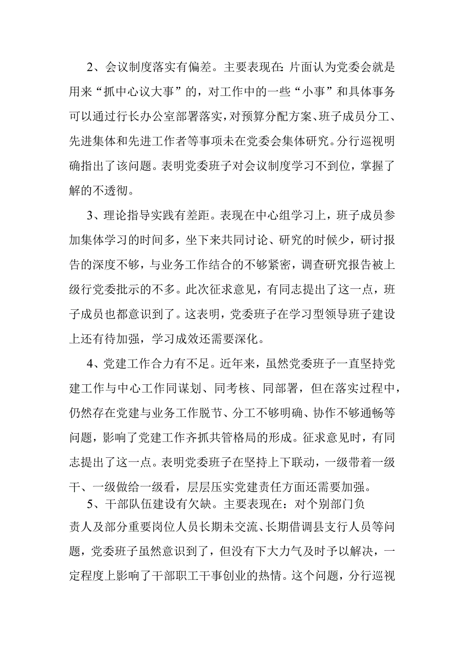 巡视整改专题民主生活会发言提纲10篇.docx_第2页